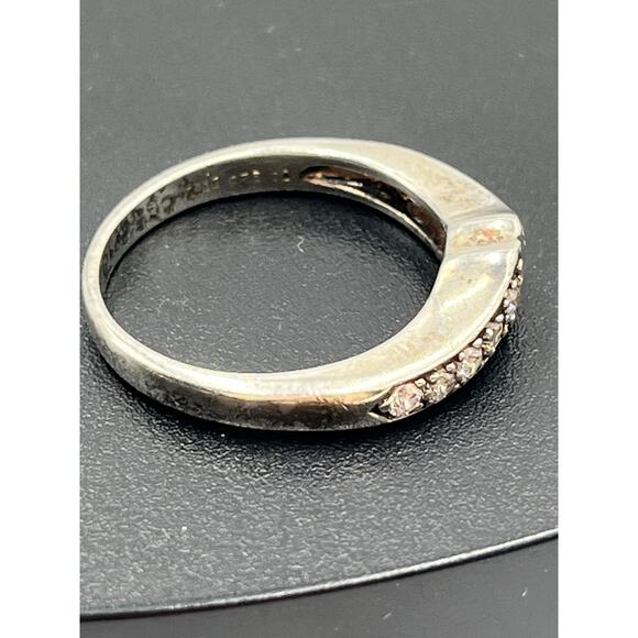 CA DQ CZ 925 Sterling Silver Diamonique Cubic Zirconia Band V Ring Sz 7.5 - Picture 6 of 10